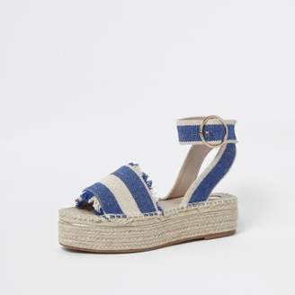 River Island Womens Blue stripe espadrille platform sandals