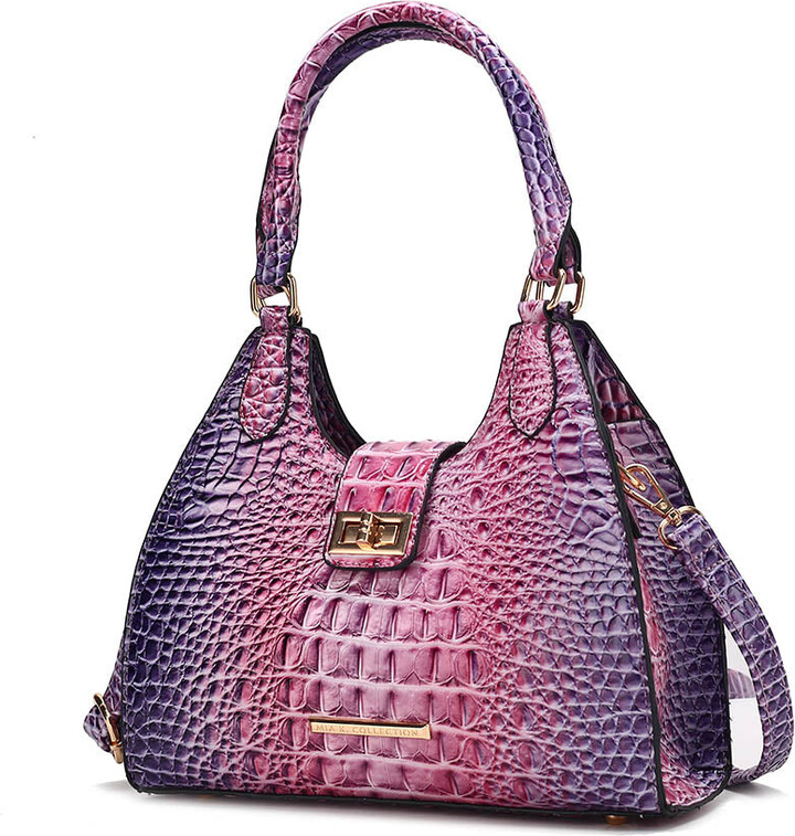 Ava Gradient Rainbow Faux Crocodile-Embossed Vegan Leather Women's Tote by Mia K