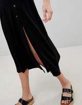 Thumbnail for your product : ASOS Design DESIGN midi skater skirt with split and poppers