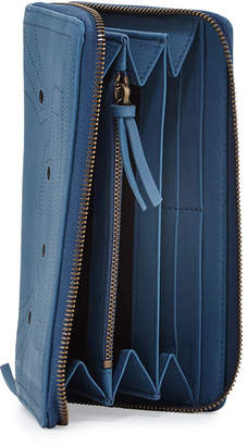 Balenciaga Perforated Calf Leather Wallet, Blue