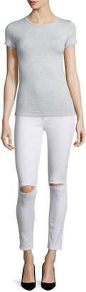 7 For All Mankind The Ankle Skinny Distressed Jeans, Clean White 2