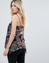 Thumbnail for your product : AX Paris Strappy Printed Top With Asymetric Hem