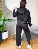 Thumbnail for your product : ASOS Petite DESIGN Petite tracksuit hoodie / straight leg jogger with pintucks in black