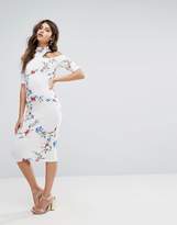 Thumbnail for your product : AX Paris Cream T-Bar Floral Printed Midi Dress