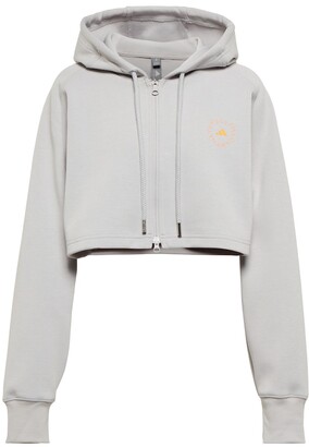adidas by Stella McCartney Cropped zip-up jersey hoodie