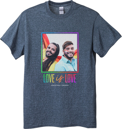Custom Dark Heather T-Shirts: Love and Pride, Adult (S), Customizable Front & Back, Black