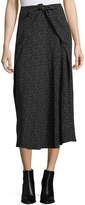 Thumbnail for your product : Vince Celestial Polka-Dot Tie-Front Midi Skirt, Black Multi