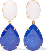 Thumbnail for your product : Bounkit Convertible gold-tone, agate and lapis lazuli earrings