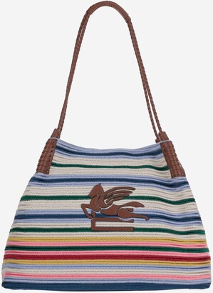 Etro Embroidered Canvas Medium Soft Trotter Shopping Bag