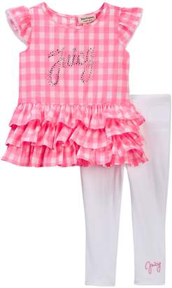 Juicy Couture Gingham Ruffle Bottom Tunic & Legging Set (Little Girls)