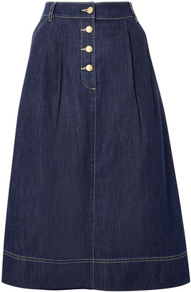 Monsoon Denim Midi Skirt in Organic Cotton Blue