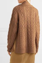 Thumbnail for your product : Mother of Pearl Draped Fringed Cable-knit Wool-blend Sweater - Camel