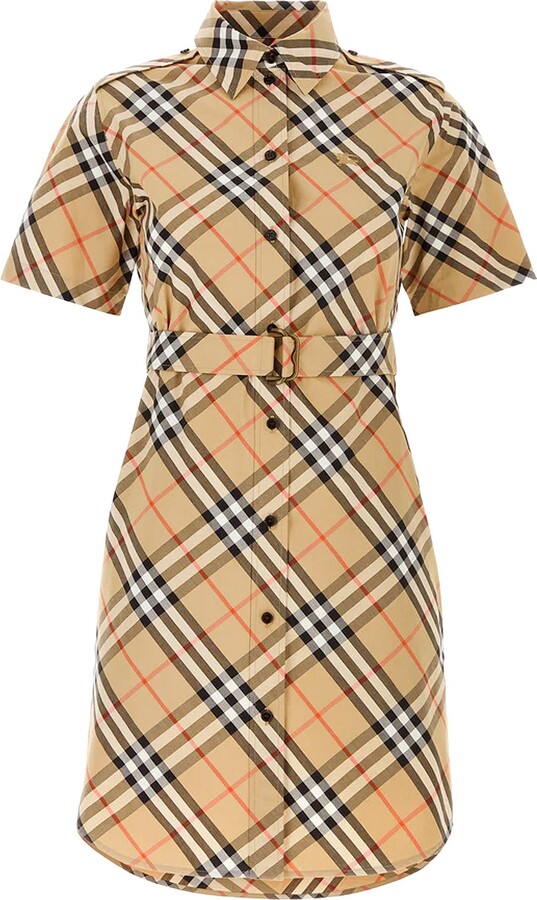 Burberry Chemisier Cotton Dress With Check Print