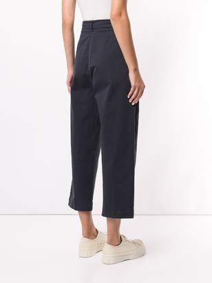 YMC cropped high-waisted trousers