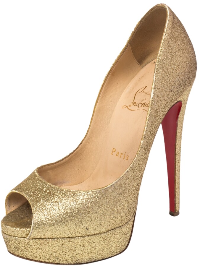 Christian Louboutin Gold Women's Pumps with Cash Back | Shop the world's  largest collection of fashion | ShopStyle