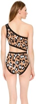 Thumbnail for your product : Michael Kors Collection Leopard One Shoulder Maillot