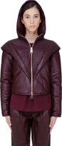 Thumbnail for your product : Hakaan Burgundy Hooded Leather Bess Puffer Jacket