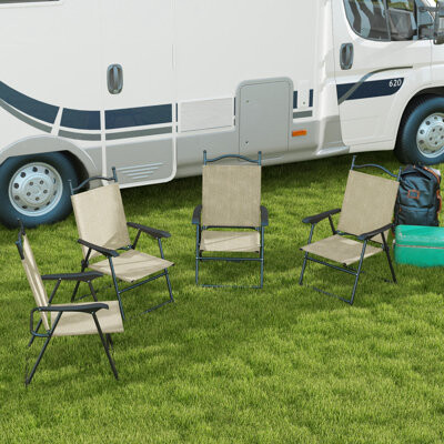 Latitude Run Folding Zero Gravity Patio Chairs With Side Trays And Folding Table, Comfortable And Portable For Outdoor Use