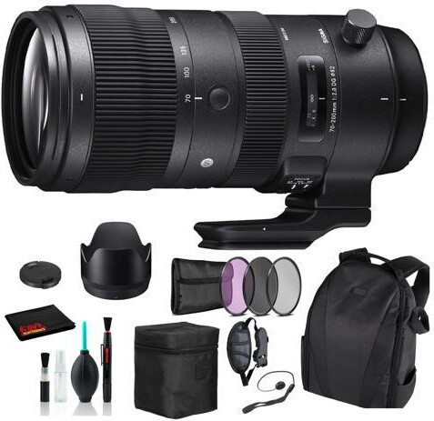 Sigma 70-200mm f/2.8 DG OS HSM Sports Lens for Canon EF with Essential Bundle: Backpack + 3PC Filter + More