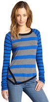 Thumbnail for your product : Jamison cobalt and heather contrast striped asymmetrical sweater