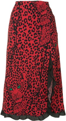 red and black leopard print skirt