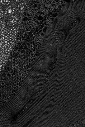 Skin - Kaia Lace And Stretch Organic Pima Cotton-jersey Soft-cup Bra - Black