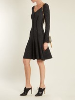 Thumbnail for your product : Alexander McQueen Speckled Flared-skirt Ribbed-knit Dress - Black