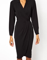 Thumbnail for your product : ASOS Midi Dress With Wrap And Shirt Collar