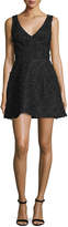 Thumbnail for your product : Monique Lhuillier Sleeveless Floral-Applique Mini Dress, Black