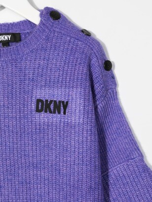 DKNY Logo-Print Buttoned Jumper