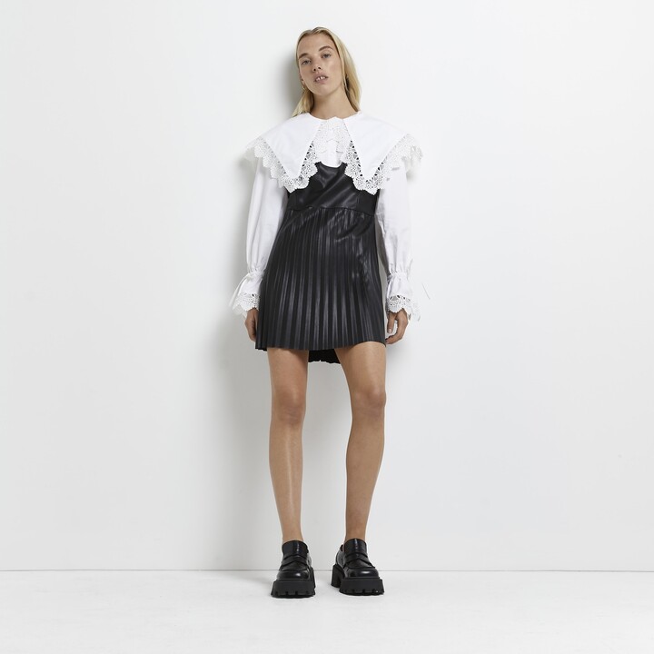 River Island Womens Black Faux Leather Mini Dress ShopStyle
