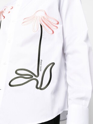 Simone Rocha Floral-Embroidered Long-Sleeve Shirt