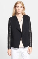 Thumbnail for your product : Vince Leather Sleeve Drape Front Jacket