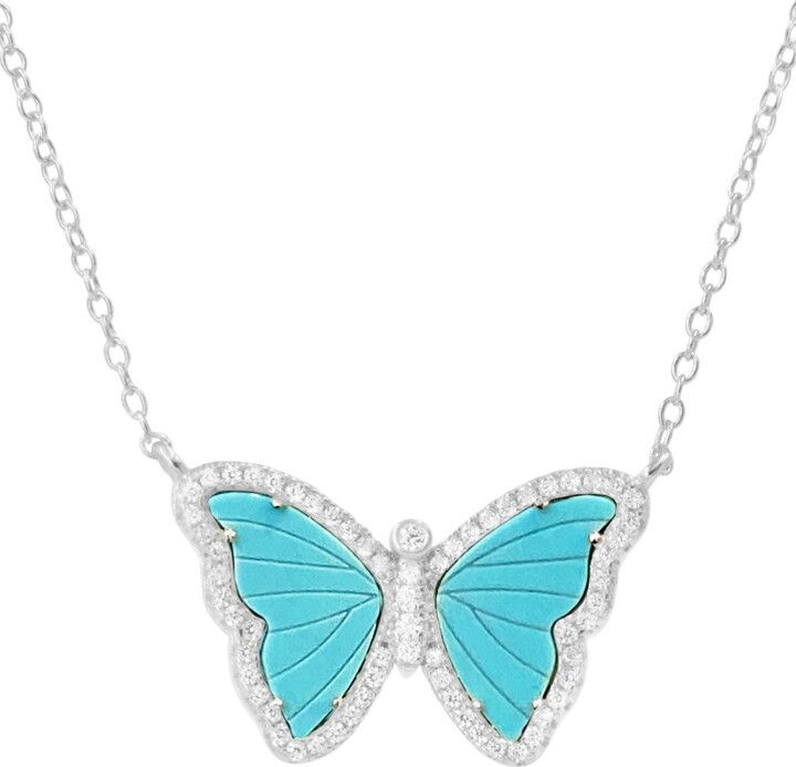 Kamaria Butterfly Necklace with Turquoise in 14k Gold Plated Sterling Silver
