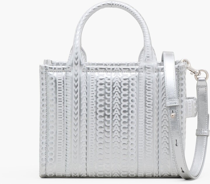 Marc Jacobs The Monogram Metallic Small Tote Bag Silver/bright White