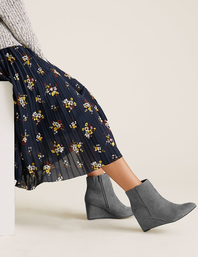 wide fit wedge ankle boots