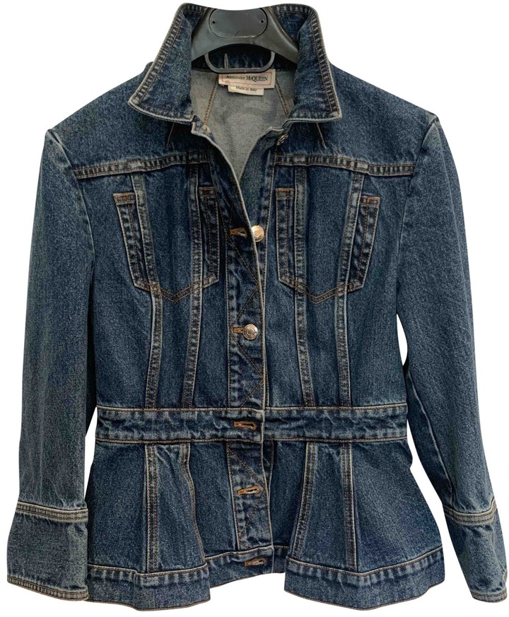 alexander mcqueen peplum denim jacket
