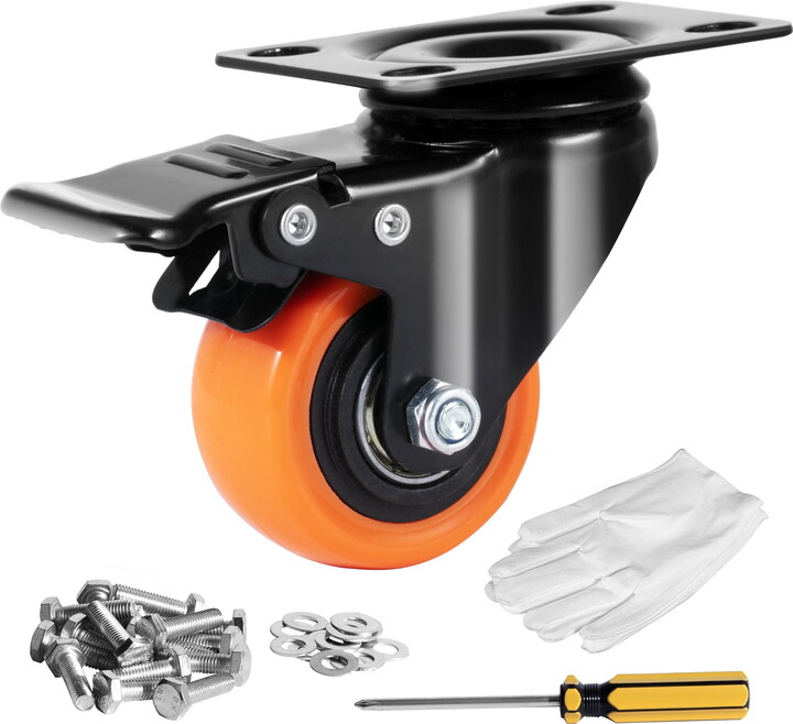 KFFKFF Caster Wheels, 2-inch Rotating Plate Casters, Pack of 4, featuring Safe Dual Locking, Quiet PVC Wheels, Durable with 150 lbs Weight Limit Each, Ideal for Carts, Furniture, and Workbenches