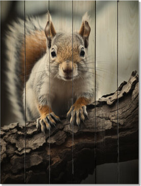 Latitude Run Beige Brown Animal Squirrel - Unframed Print on Wood
