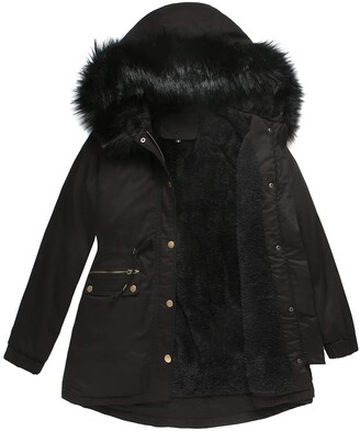 Freenfitmall Women's Windproof Warm Coat Winter Casual Fleece Coat Hooded Warm Coat European Loose Cotton Clothes (Black XXXL)