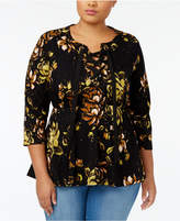 Thumbnail for your product : Melissa McCarthy Trendy Plus Size Lace-Up Peplum Top