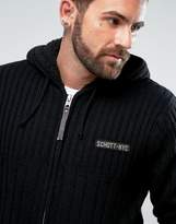 Thumbnail for your product : Schott Full Zip Knit Hoodie Fleece Lined Slim Fit in Black