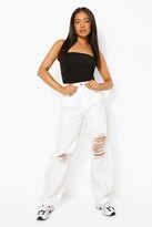 Thumbnail for your product : boohoo Petite Textured Slinky Square Neck Bodysuit