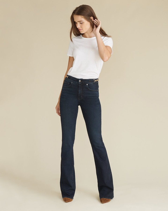Veronica Beard Beverly High-Rise Skinny Flare Chain Jean - ShopStyle
