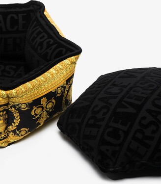 Versace Black Barocco Cotton Pet Bed