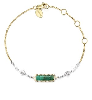 Meira T 14K Yellow and White Gold Emerald Bracelet with Diamonds