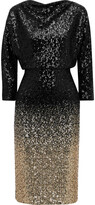 Thumbnail for your product : Badgley Mischka Draped Degrade Sequined Mesh Dress