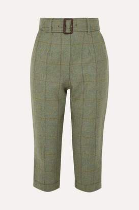 James Purdey & Sons - Cropped Checked Wool-tweed Straight-leg Pants - Green