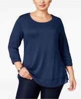 Thumbnail for your product : Style and Co Plus Size Chiffon-Hem Top, Created for Macy's