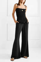 Thumbnail for your product : Tory Burch Smocked Silk Crepe De Chine Jumpsuit - Black